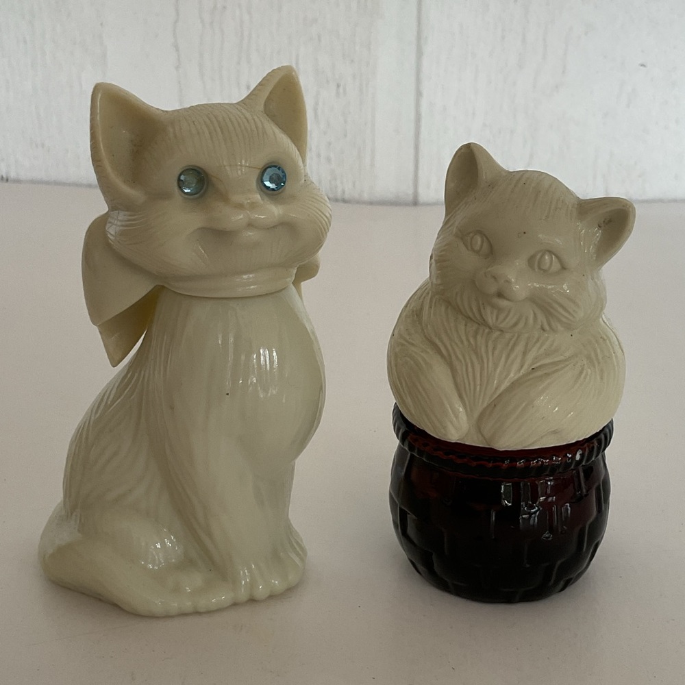 Vintage Avon cat empty perfume bottles set of 2